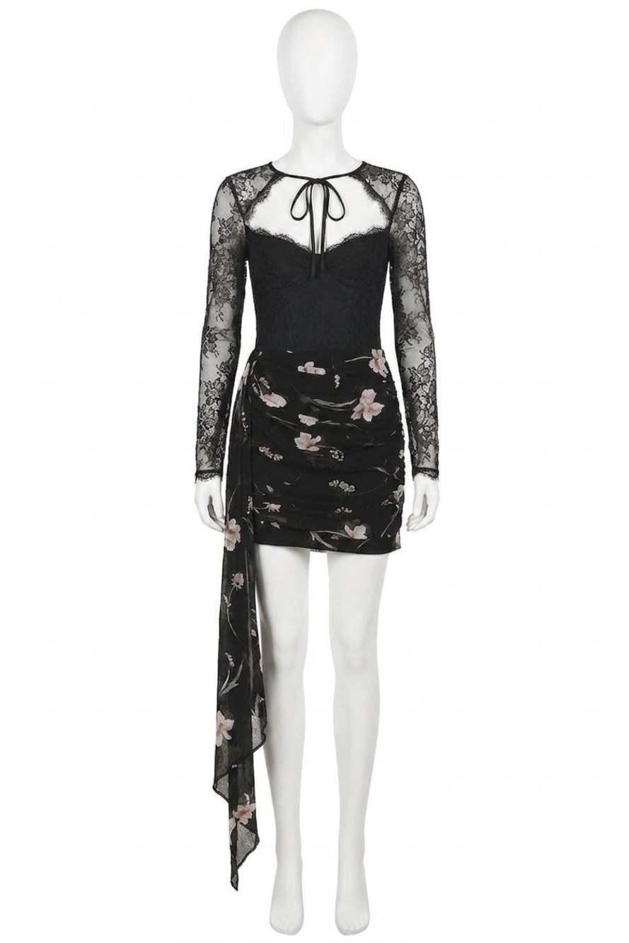 NEW KATIE MAY wilde long sleeve mini dress in black